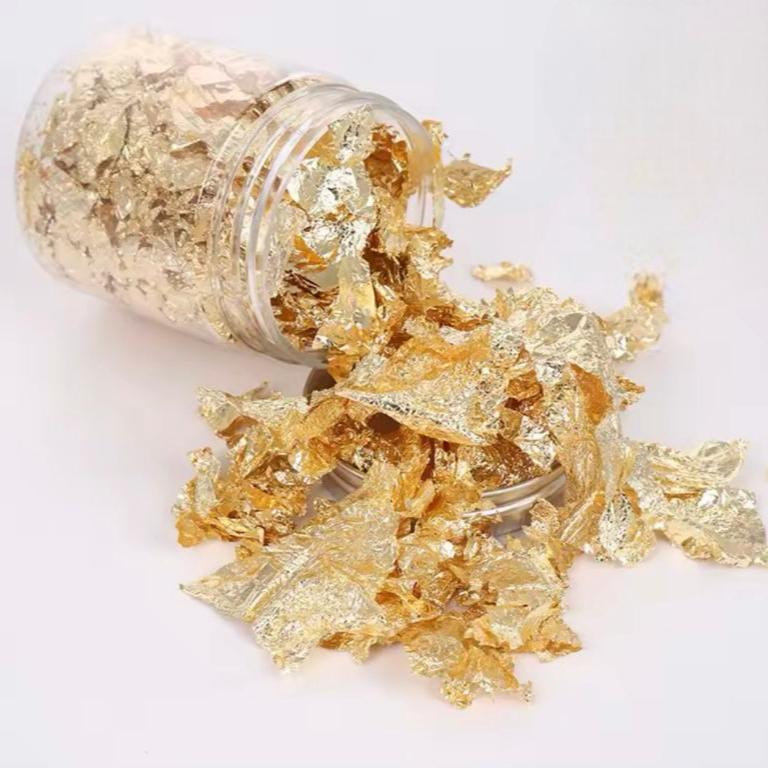 Decoração em Folha de Ouro para Unhas DOURADO - Frasco 20G