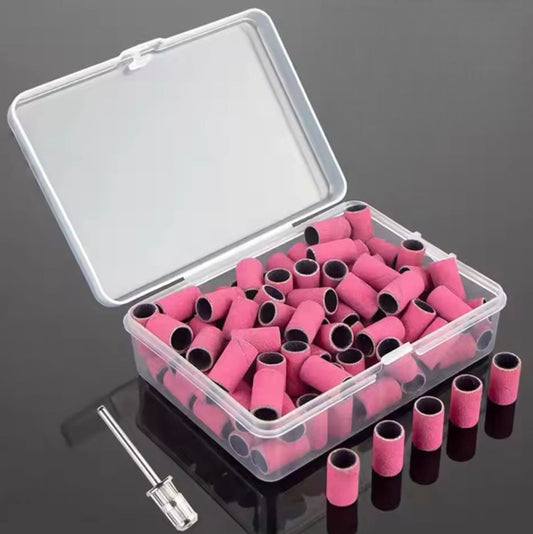 Caixa Brocas #180 Descartáveis  para Unha com Ponteira ROSA - 100 Peças