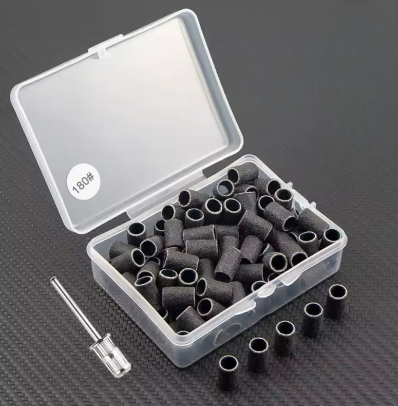 Caixa Brocas #180 Descartáveis para Unha com Ponteira PRETO - 100 Peças