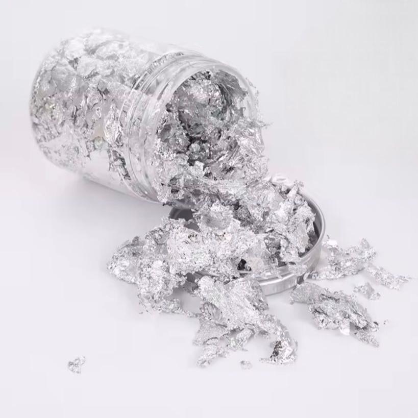 Decoração em Folha de Ouro para Unhas PRATA - Frasco 20G